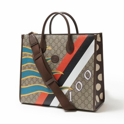 GUCCI グッチ ウェビングライン トートバッグ レザー  ブラウン 保存袋 トートバッグ 2017人気No.1の