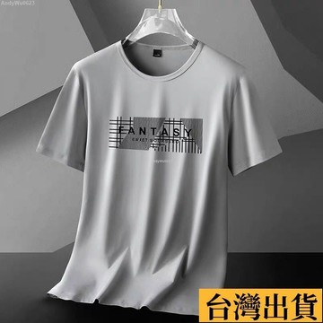 🌈台倉出庫🌈 男士短袖t恤夏季冰絲末代爾透氣休閒男裝涼感薄款印花體恤上衣服