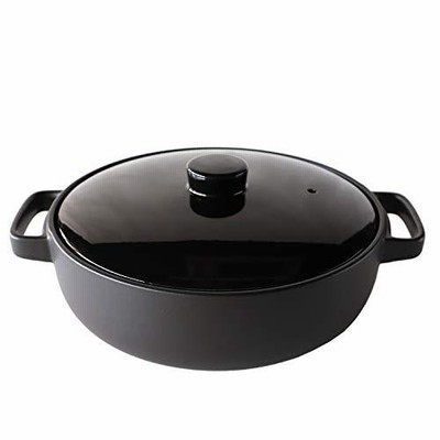 TAMAKI 土鍋 トート 4-5人用 ブラック 直径33.7*奥行27.4*高さ12.8cm 食器洗浄機・電子レンジ・オーブン・直火対応 T-928516