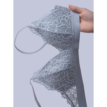 法式內衣新款2021爆款顯胸小蕾絲三角杯薄款胸罩小胸平胸文胸夏季