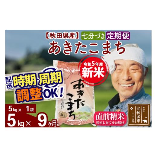 ふるさと納税 秋田県 北秋田市 《定期便9ヶ月》＜新米＞秋田県産 あきたこまち 5kg(5kg小分け袋) 令和5年産 配送時期選べる 隔月お届けOK お米 お…