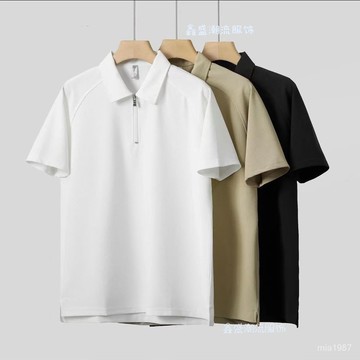 【精品男裝】polo衫男夏季日係寬鬆純色高級感短袖男士商務休閒港風高端T恤 03MK