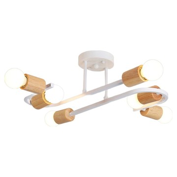 Honey Comb 北歐工業風半吸頂燈六燈 簡約時尚 木質燈座 節省空間  1入