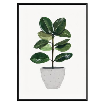 盆栽意趣 橡膠樹畫作  50 x 70cm  黑色