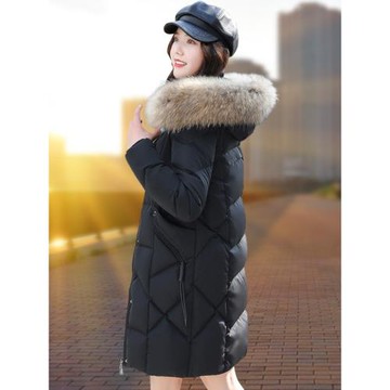 加厚媽媽款羽絨服女中長款2025冬季新款韓版寬松白鴨絨大毛領外套