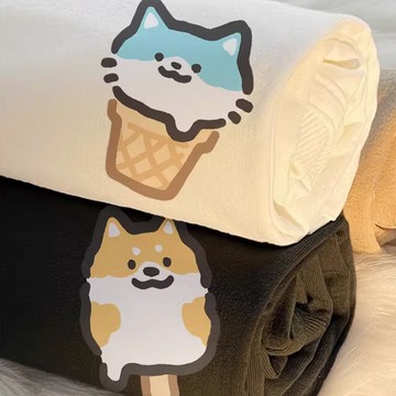 S~XL 萌寵 左胸 冰棍狗&蛋捲貓 純棉 短T 情侶T【Y1348】MIT 情侶裝 短袖T恤 男女可穿 KUSO