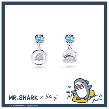 STORY 故事銀飾 - 鯊魚先生經典系列-鯊魚先生晶鑽純銀耳環