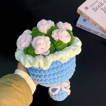 桃園出貨✨ 新款【成品】向日葵玫瑰花手工花束鉤織手捧花編織禮物新春禮物