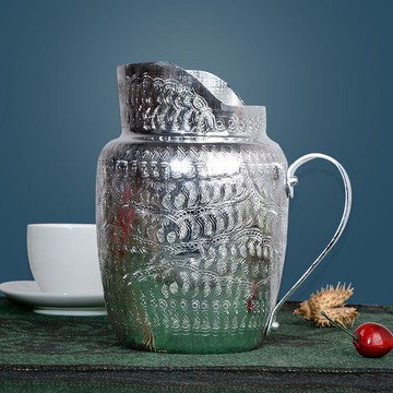 spa美容會所用品銀鋁扎啤壺純手工銀鋁壺銀鋁酒杯酒吧啤酒杯簡約1入