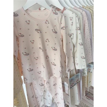 媽咪印象女童萊卡棉無骨秋衣秋褲套裝2023秋冬新款羊毛拉架家居服