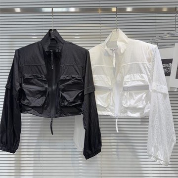 網紅同款2025秋季新款小眾酷辣妹大拉鏈口袋設計上衣夾克短外套女