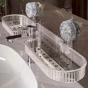 〖 𝑽𝒊𝒗𝒂 𝑯𝒐𝒎𝒆 〗吸盤置物架 浴室置物架 免打孔 瀝水架 多功能 廚房收納 調料罐收納 洗臉臺 置物架 浴室收納
