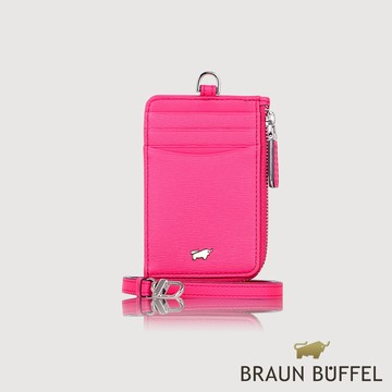 【福利商品】展示商品出清 BRAUN BUFFEL 海娜 證件夾-桃紅色/BF808-170-FU