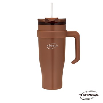 【THERMOcafe' 凱菲】不銹鋼吸管保冷杯_TCHC-1200系列_1200ml_摩卡棕