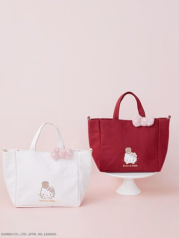 三麗鷗聯名-Hello Kitty圖案刺繡蝴蝶結配飾手提/側背包(08001073400) - Maison de FLEUR