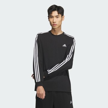 adidas 愛迪達 上衣 男款 長袖上衣 運動 ES+ 3S L/S TEE 黑 JF3907(S2736)