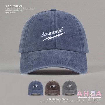 水洗英文閃電刺繡棒球帽 H0078