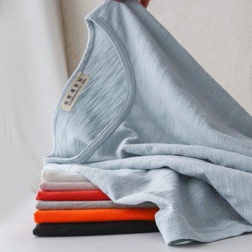 基礎簡約短袖T恤男士竹節棉春秋夏季長袖寬松純色男裝日系打底衫