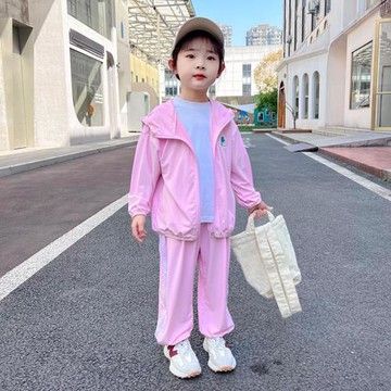 GILE兒童寶寶防曬衣男女童防紫外線夏季冰絲薄款遮陽透氣套裝