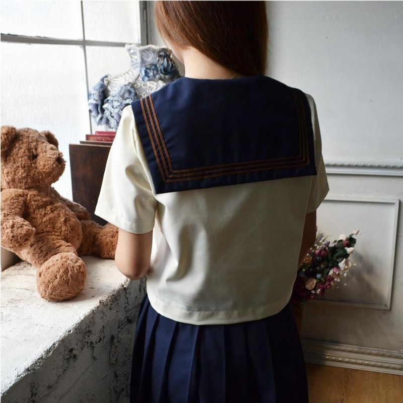 セーラー服 正統派 制服 女子高生 通学 学生 中学 ネイビー 紺