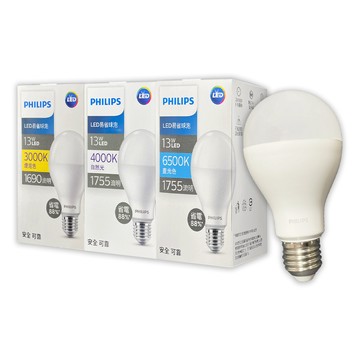 PHILIPS 【6入】最新版 13W 易省 LED球泡燈 (白光/黃光/自然光) E27 全電壓 LED燈泡 燈泡 燈