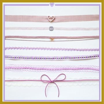 紫色辣妹項鍊 蕾絲蝴蝶結愛心項圈 choker頸鍊 鎖骨鏈