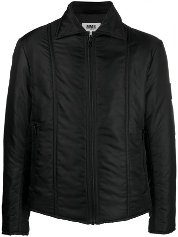 MM6 Maison Margiela - contrasting-stitch zip-up jacket - men - Polyester/Polyamide/Cotton - 46 - Black