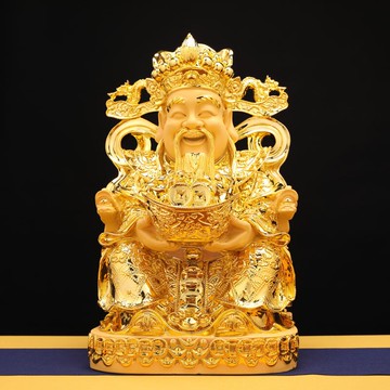 財神爺佛像文財神像招財客廳擺件沙金色客廳供奉家用店鋪開業禮品