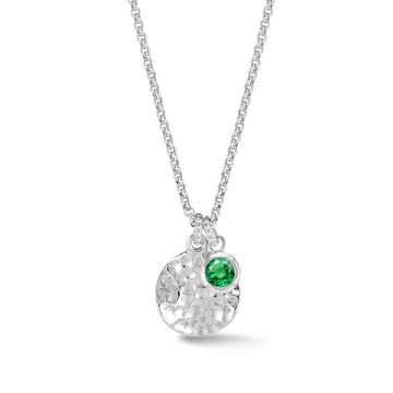 Hammered Disc & 5mm Green Garnet Array Pendant
