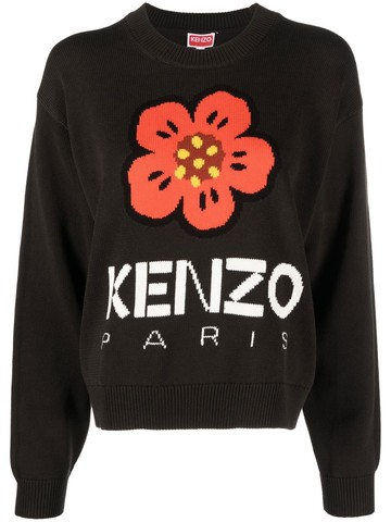 Kenzo - Boke Flower-intarsia knit jumper - women - Cotton - XS - Black