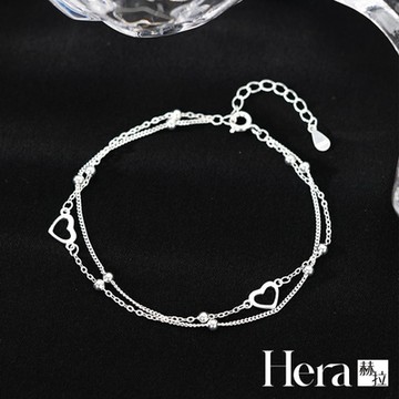 【Hera 赫拉】精鍍銀愛心女雙層圓豆豆光珠心形手鍊 H111040506