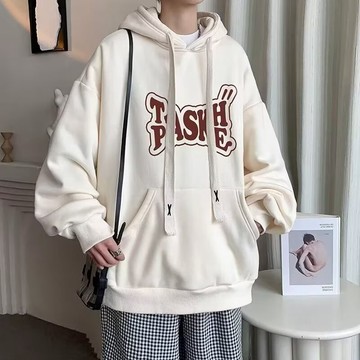 韓版潮牌潮流連帽衛衣 英文字母印花百搭套頭衫帽T 簡約復古ins時尚高街設計感穿搭連帽衛衣