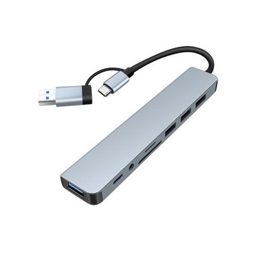 八合一Type c拓展塢USB3.0擴展器多功能接口U盤OTG耳機3.5mm讀卡器U口插頭tpc轉換器typc轉接手機電腦筆記本