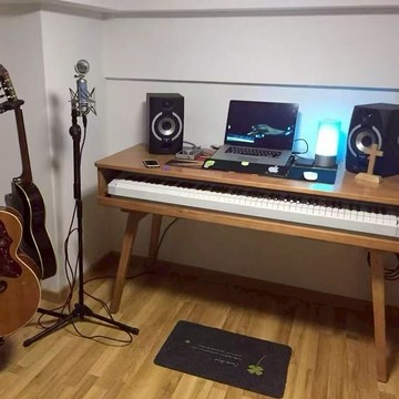 公司貨 超低價 88鍵電鋼實木工作臺 midi 音樂工作室桌帶活動聲卡機櫃琴桌編曲桌 快速發貨