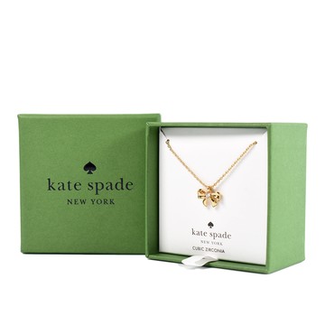 KATE SPADE 晶鑽蝴蝶結鎖骨鍊禮盒-金色