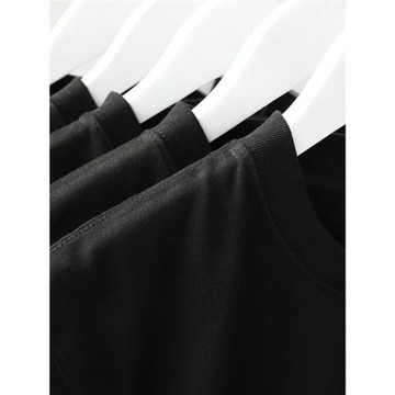 美式270g重磅純棉純白色短袖T恤黑色休閑男士復古女情侶款口袋潮