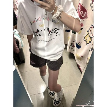 ♡ 𝑪𝒉𝒊𝒄 𝒖 ♡印花波點短褲女夏季新款高腰顯瘦百搭寬鬆闊腿休閒運動三分褲