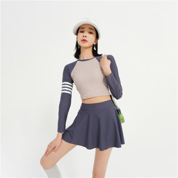 蘇拉娜公主三件套分體泳衣女保守顯瘦遮肚裙式運動長袖泡溫泉泳裝