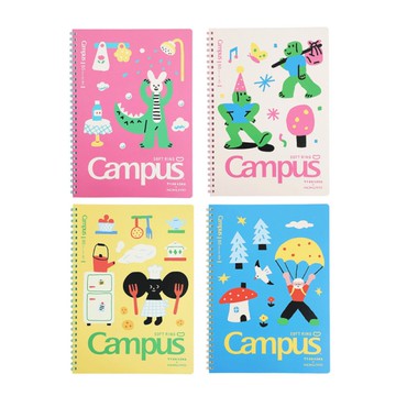 KOKUYO TYAKASHA聯名系列 軟線圈筆記本 點線U罫-兔兔恐龍/Mr. Green/ORING/AKA爺爺