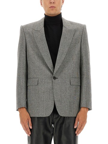 saint laurent single-breasted wool flannel jacket