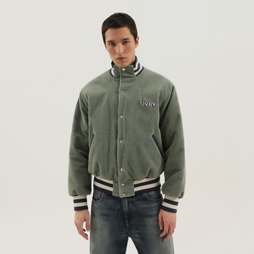 Light green corduroy varsity jacket