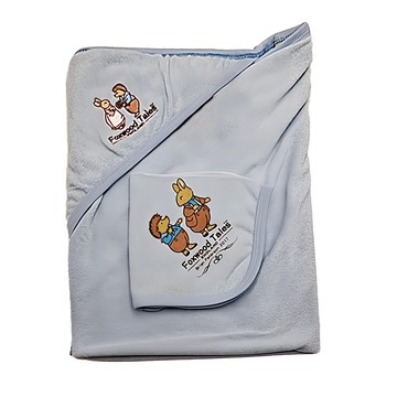 嬰兒夏季純棉包巾(藍)附小方巾 柔軟舒適 透氣必備  1入