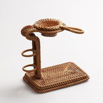 山山竹木藤編茶濾架茶漏套裝日式便攜茶夾紗網不銹鋼創意茶具零配