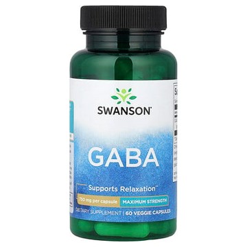Swanson, GABA（γ-氨基丁酸）素食膠囊，特強型，750 毫克，60 粒