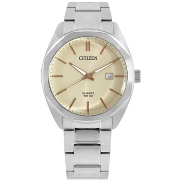CITIZEN / BI5110-54B /礦石強化玻璃 日本機芯 日期 不鏽鋼手錶 米黃色 41mm