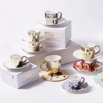 Luycho 鏡面倒影咖啡杯 330ml 光滑杯面 手工繪製 - 斑馬