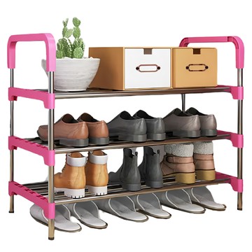 京太陽 3層不鏽鋼鞋架 60CM長 x 31CM寬 x 72CM高 單層四杆加固  粉色  1個