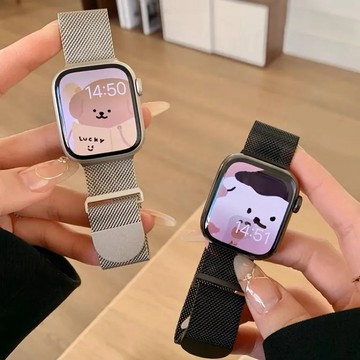 米蘭 磁吸錶帶 適用 Apple Watch SE 9 8 7 6 5 蘋果錶帶 41mm 45mm 49mm 金屬錶帶