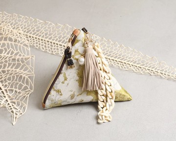 Gypsophila olive yellow triangular clutch pouch bag