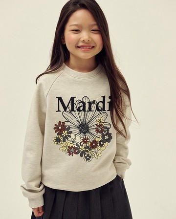 MARDI MERCREDI 童裝 印花大學TEE 燕麥色 經典小雛菊 繽紛黑花 純棉 KIDS SWEATSHIRT FLOWERMARDI JARDIN